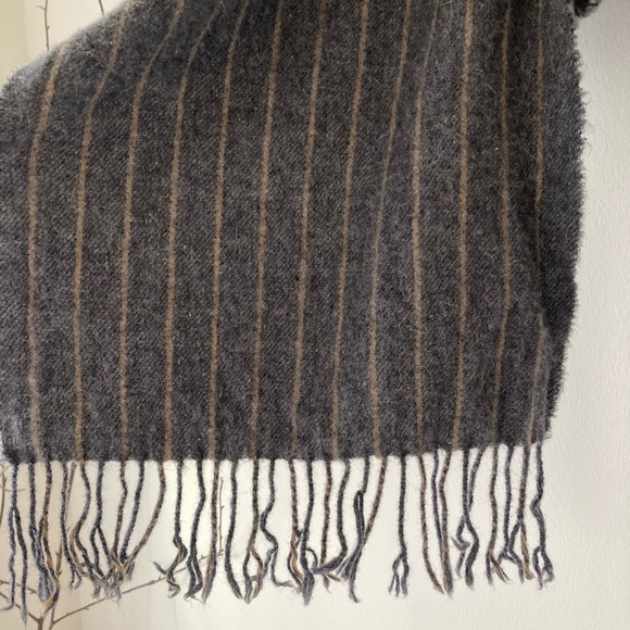 Ireland 100% wool suantrai scarf grey gray striped stripes wide oversized - Picture 6 of 15